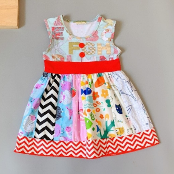 Other - Boutique ABC Alphabet Sleeveless Multi Print Dress